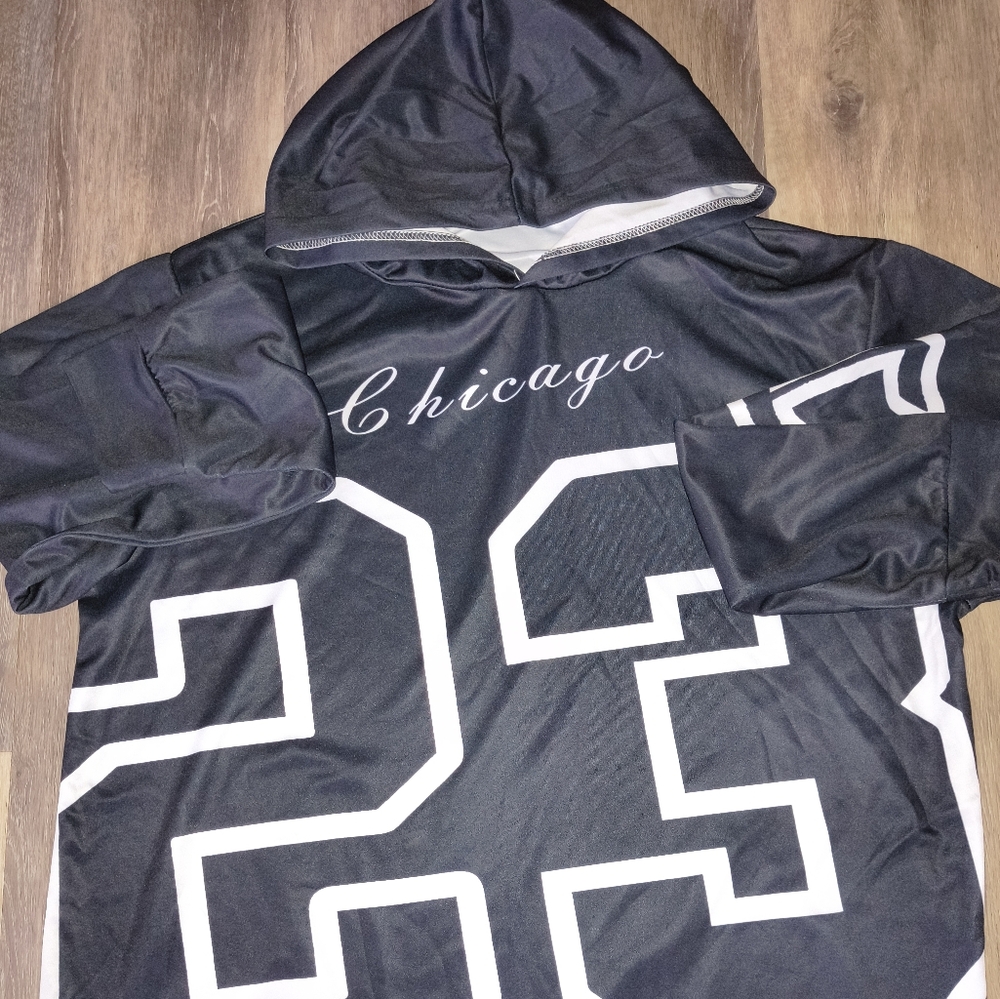 Black and White Chicago Hoodie Jersey